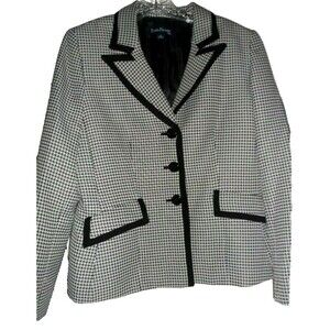 Evan-Picone Women's SZ 12 Herringbone Jacket Black/White